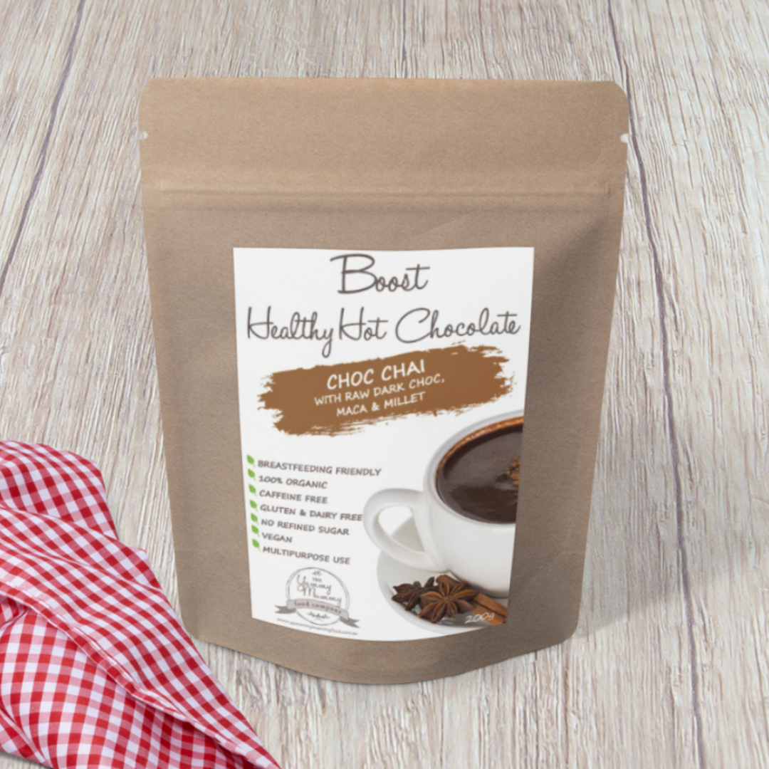 Healthy Lactation Hot Chocolate - Choc Chai with Raw Dark Choc, Maca and Millet Lactation Drinks